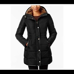 Cole Haan Faux-Fur-Lined Down Puffer Coat - Black